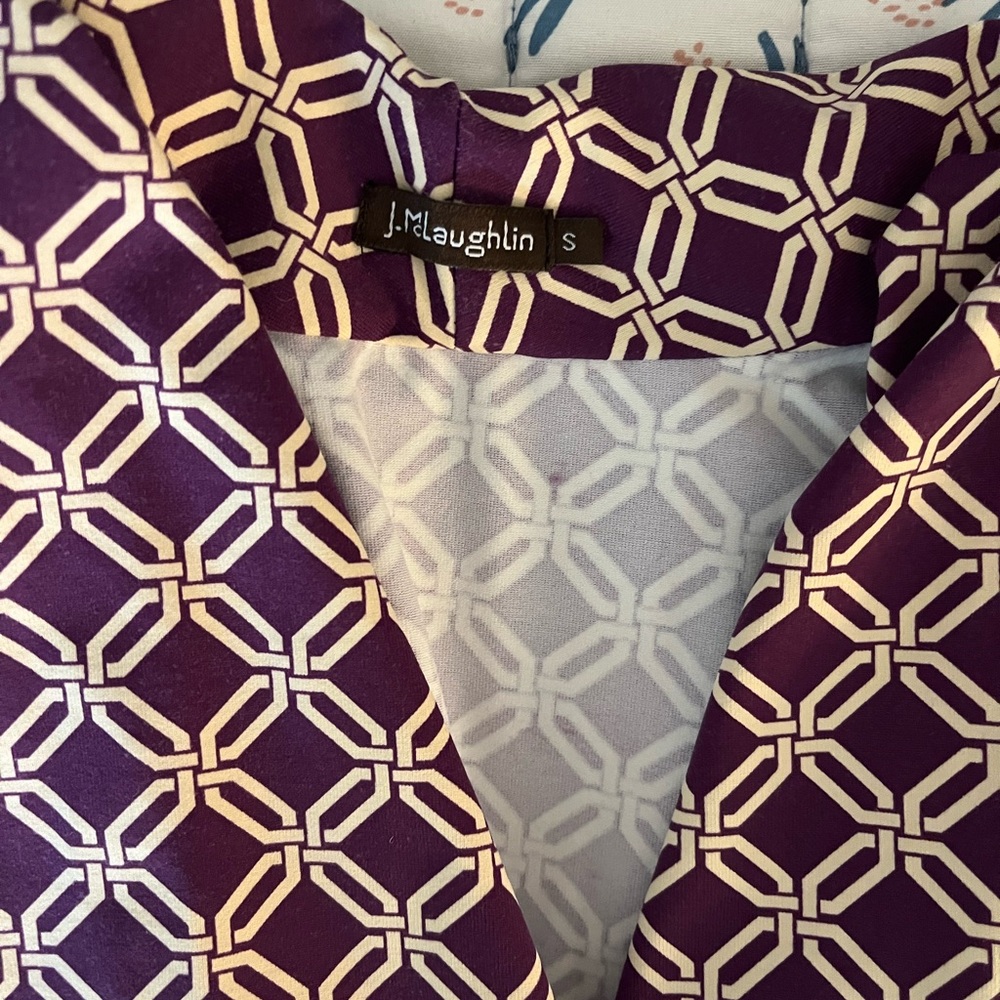 J Mcglaughlin size Small wrap dress, plum and beige. EUC. No smoking and no pets